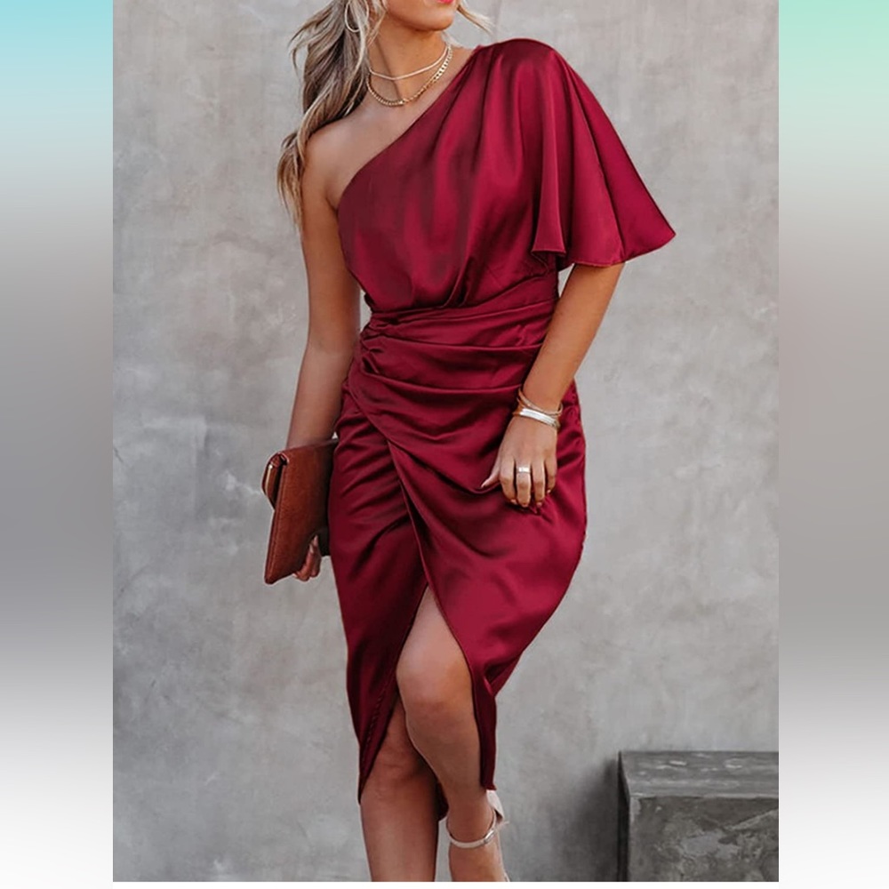 Do+Be burgundy one shoulder dress